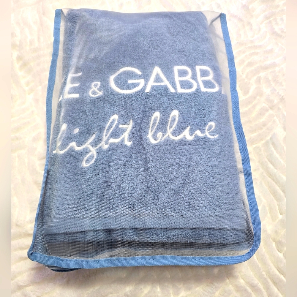 DOLCE & GABBANA Beach Towel. Light Blue. Size 25" x 53" - Picture 7 of 7